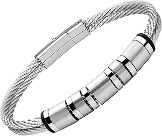 555 Elegant jewelry twisted double row stainless steel bracelet for men.. Unlock access to a wide range of products with DIAYTAR NIGERIA's affordable e-commerce platform.
