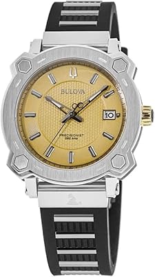 Bulova 98b339 Special Edition 2017 Grammy Power watch with golden dial and black silicone bracelet for men, black, bracelet.. DIAYTAR NIGERIA brings a world of products to your fingertips with affordable prices and quick delivery.