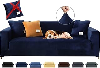 LIDUX Sofa Cover in velvet with 1 pillowcase, Extensible non -slip sofa cover, suitable for 1/2/3/4 seats or sofa in the shape of L, protection of dog furniture, pets, children (4 places, navy blue).. Your shopping aspirations fulfilled at DIAYTAR NIGERIA with competitive prices and reliable delivery.