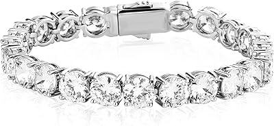 Oyogaa 1 row 10 mm Diamond chain Plated White Gold 14 Carats Tennis Bracelet For Men Bracelet with spring and women.. Shop confidently with DIAYTAR NIGERIA, offering affordable prices and reliable delivery within a week.