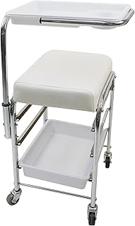 Professional manicure roll trolley with 4 trays and stool, multifunctional cart for manicure living room and spa equipment - white.. DIAYTAR NIGERIA delivers what you want at prices you'll love, all within 5-8 days nationwide.