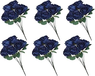 Set of 6 artificial silk flowers for decoration - false flowers for home, wedding festival, outdoor table decoration, Thanksgiving decorations at home - Artificial roses flowers (blue).. Your digital shopping ally, DIAYTAR NIGERIA offers extensive selection with budget-friendly delivery.
