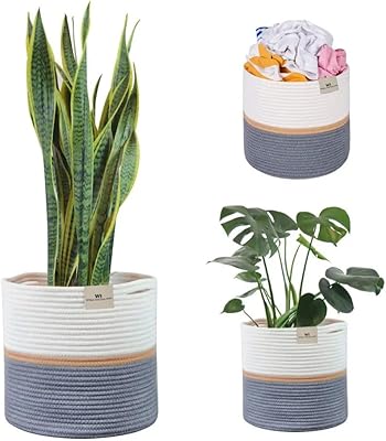 Zuli plant basket with lining, pots of plants woven from interior for flower pots, 12 "jute cotton rope, foldable clothes basket, house storage basket.. DIAYTAR NIGERIA makes online shopping accessible to all with budget-friendly prices and reliable delivery.