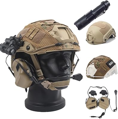 Fast tactical helmet set, outdoor playing equipment with noise anti -grip and tactical pocket lamp, suitable for paintball, hunting, cosplay, standard size.. DIAYTAR NIGERIA: Connecting Nigerians with their needs through affordable prices and 5-8 day shipping.