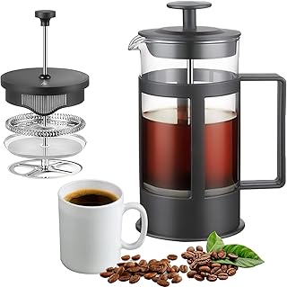 French coffee press OMIRA - 350 ml - Tea machine and espresso with three -layer filter, stainless steel press and heat -resistant borosilicate glass - Black.. With DIAYTAR Nigeria, your wishlist becomes reality, fast.