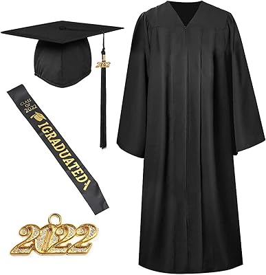 Graduation dress 2022 and cap with unisex pompom for adults, black dress costume, academic cap and 2022 dress, graduation ceremony accessory from Lycée University.. Discover shopping made simple with DIAYTAR NIGERIA's comprehensive platform and nationwide delivery service.