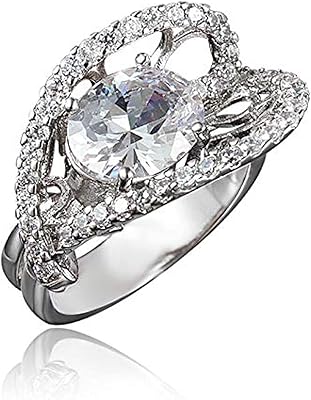 Gold plated declaration ring, women's jewelry, white gold color, size 8.. Shop with purpose at DIAYTAR NIGERIA, where your money goes further and delivery is always prompt.