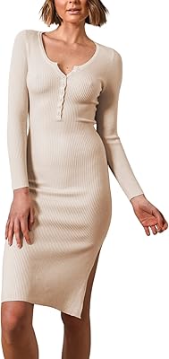 Single knitted knitting dress buttoned on the front, V -neck, long sleeves, side slit ", for women.. DIAYTAR NIGERIA: Where affordable online shopping meets reliable delivery across Nigeria.