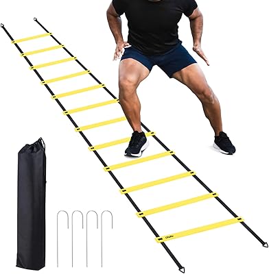 Ohuhu agility scale, speed training scales for football, boxing, athlete foot, agility sports, training with transport bag, 6.09 m 12 steps, yellow.. Shop quality and variety at unbeatable prices on DIAYTAR Nigeria — delivery in under 8 days.