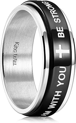 Stainless silver stainless steel ring of 8 mm black, lord prayer ring, men's anxiety ring, wedding rings, comfortable adjustment 11.5.5, w 1/2 (65.91 mm), stainless steel, without precious stone.. Affordable online shopping is just a click away with DIAYTAR Nigeria.