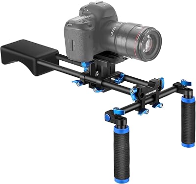 Neewer portable film production system with mounting slider for camera/camcorder, soft rubber shoulder and double handle for all digital reflex camcorders and DV cameras.. The future of Nigerian shopping is here — DIAYTAR Nigeria.