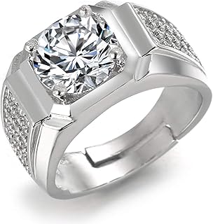 Hawlkah Gold glossy diamond ring, for men plated gold 18 carat/white gold platinum, adjustable size with gift box.. DIAYTAR NIGERIA transforms online shopping with competitive prices and dependable nationwide delivery.
