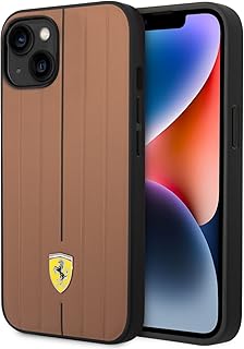 CG Mobile. Ferrari leather case with relief lines and yellow shield logo, compatible with iPhone 14 Plus (camel).. Thousands of choices. Zero hassle. All thanks to DIAYTAR Nigeria.