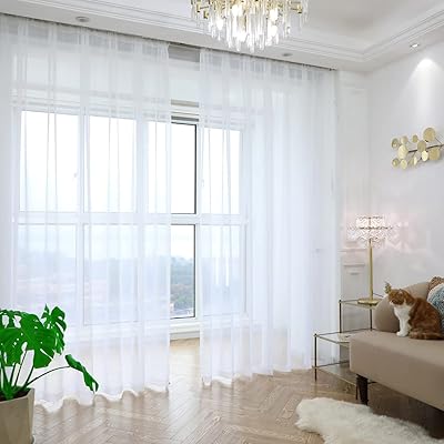 Feliasi white transparent curtains of 84 "long, 2 panels, pocket panel for white transparent curtain rod, 15 colors, size 10, for bedroom, living room, terrace, kitchen.. Shop smarter with DIAYTAR NIGERIA's comprehensive catalog and budget-friendly 5-8 day delivery.