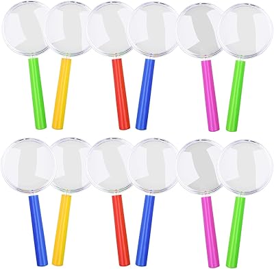 12 magnifying glass pieces with colorful handle, magnifying portable toy for children, filling of festive bags for children, reading, exploration, observation leisure (random color).. Experience the convenience of online shopping with DIAYTAR NIGERIA's reliable 5-8 day delivery service.