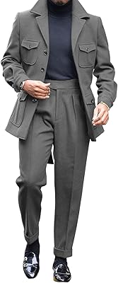 Set of classic two -piece suit for men, notched neck, single button jacket and pleated pants.. DIAYTAR NIGERIA: Bringing quality products to every Nigerian with affordable nationwide delivery.