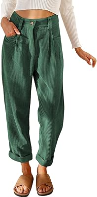 Ribbed velvet pants for women, high waist relaxed pants, straight leg, loose and comfortable with pockets, a green02, 16.. DIAYTAR NIGERIA: Where every shopping need is met with affordable prices and timely delivery.