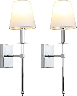Set of 2 vintage primo rustic industrial wall lights with shiny white fabric lampshade and chrome conical pole support.. DIAYTAR NIGERIA: Where every Nigerian finds what they need at prices they can afford, delivered promptly.