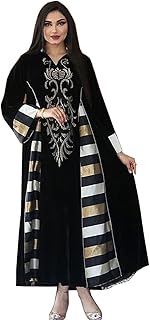 Long embroidered dress for Arab women from the Middle East of Dubai, Islamic prayer dress of modern ethnic style, black, xxl.. DIAYTAR NIGERIA: Your trusted e-commerce partner with extensive product choices and affordable delivery.