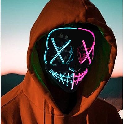 Halloween light mask 2021 Silk mask The frightening Halloween party mask, Luminous cosplay mask for men women children (half blue and pink).. Shop smart, shop DIAYTAR - Nigeria's most affordable e-commerce platform with nationwide delivery.