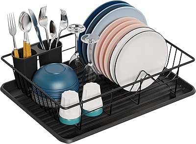Stainless steel dishwashing drainer, storage support for kitchen dishes, kitchen utensils organizer, black dish drain with drain tray (A-Noir).. Nigeria's most loved e-commerce platform delivers affordable shopping solutions to your doorstep.