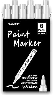 Permanent white paint markers package of 6 medium tip of 25 mm for wood.. DIAYTAR Nigeria: Shopping that fits your budget and your schedule.