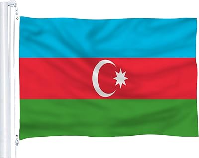 Flag of Azerbaijan 3 x 5 feet by df life national azerbaijan in thick polyester with brass carnations.. Your complete retail destination, DIAYTAR NIGERIA combines extensive variety with prompt delivery.
