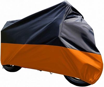 Large motorcycle cover for engines up to 2.3 meters, black and orange.. DIAYTAR NIGERIA: Connecting Nigerians with their needs through our affordable and diverse marketplace.