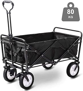 Folding camping wagon, garden cart/foldable beach outdoor steel in robust steel, robust 80 kg/176 lb of maximum load.. DIAYTAR NIGERIA brings satisfaction with every purchase through affordable prices and prompt shipping.