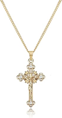 Women's cross necklace, necklace with 18 -carat gold plated cross pendant for teenagers.. Your comprehensive marketplace awaits at DIAYTAR NIGERIA with affordable prices and reliable delivery times.