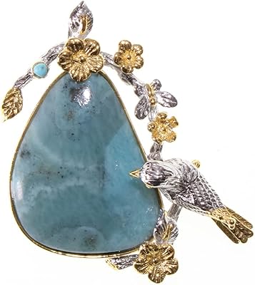 Larimaria Cerelia 925 silver stone pendant necklace in Larimia 925 silver, Precious stone of the Caribbean natural Larimar with a cute bird, leaves and flowers, handmade jewelry for women and girls.. Whether it’s gadgets or groceries, DIAYTAR Nigeria delivers in less than 8 days.