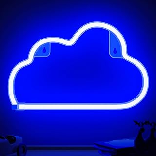 Zeonet Luminous Signs with Néon in the shape of a cloud for wall decoration, blue LED panels supplied by battery or USB for bedroom, children's bedroom, living room, party, Christmas, wedding.. Shop with purpose at DIAYTAR NIGERIA and discover a world of products at budget-friendly prices.