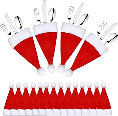 40 pieces of silver covers for Santa Claus hats, knives, forks, spoons, cutlery, decoration supplies, Christmas party table.. Your ideal shopping companion, DIAYTAR NIGERIA offers unmatched variety with delivery within a week.