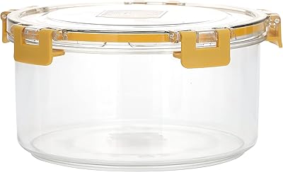 Round hermetic Round plastic container with sowing lid and lid in silicone, 2350 ml capacity, transparent storage container, yellow color, model - RF11256.. DIAYTAR NIGERIA brings affordable shopping to your fingertips with reliable delivery in less than 8 days.