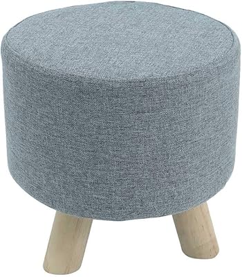 Doux round yomome round footrests, footrest with non-slip wooden feet for living room, bedroom, children's bedroom with padded seat (blue).. Nigeria shops with DIAYTAR — wide selection, fast shipping, and great value.