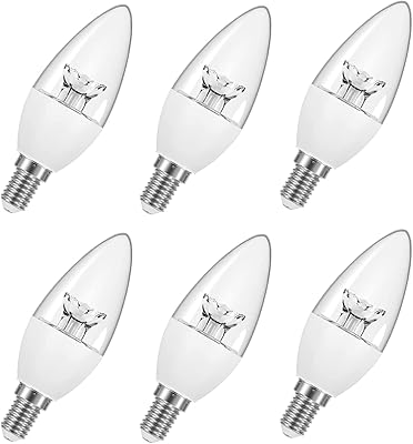 Transparent LED Osram E14 classic candle bulb, 4.9 W, warm white - 2,700 K, pack of 6.. DIAYTAR NIGERIA transforms desires into deliveries with our affordable prices and dependable shipping.
