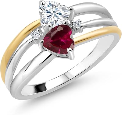 Sterling silver ring 925 2 tones and yellow gold 10 carats with Moissanite.. DIAYTAR NIGERIA brings the marketplace to your home with budget-friendly prices and nationwide delivery.