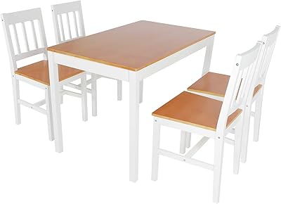 Dining table set: in pine and 4 chairs with backrest.. DIAYTAR NIGERIA: Where affordability meets variety, with thousands of products delivered in less than 8 days.