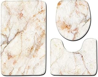 Bathing mat and non -slip 3 -room non -slip carpet/Bathroom carpet in microfiber toilet cover and basic marble pattern carpet (yellow color).. DIAYTAR NIGERIA: The marketplace that brings affordable products to every Nigerian home in under 8 days.