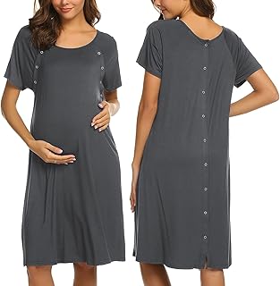 Night shirt for women, nursing/maternity/work/hospital care, short-sleeved maternity shirt with S-XXL button.. You deserve better shopping — choose DIAYTAR Nigeria today.