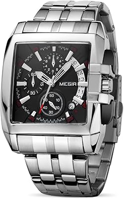 Analog quartz luminous watch for men with megir business calendar with stainless steel bracelet collection ms2018.. DIAYTAR NIGERIA: Your gateway to affordable products delivered reliably across Nigeria.