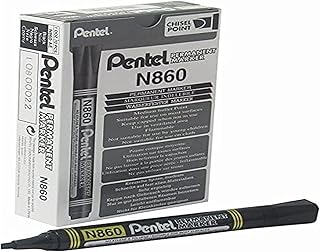 Permanent beveled marker Pentel N860 - Black (package of 12).. You shop, we deliver — quick and easy with DIAYTAR Nigeria.