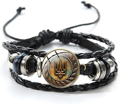 Ukrainian Tryzub trident leather bracelet for men and women, symbol of the flag of Ukraine, adjustable bracelet for men and women, nepomi jewelry, spiritual gift, zinc alloy bracelet (gift packaging), zinc alloy.. DIAYTAR NIGERIA connects desire with fulfillment through our affordable e-commerce platform.