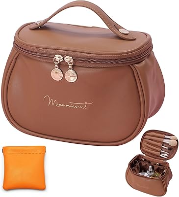 Makeup bag, Large capacity portable travel portable makeup bag, leather makeup bag for women, makeup organizer with small pocket, brown, makeup bag.. Shop from Nigeria's largest product selection at DIAYTAR, with budget-friendly prices and swift delivery.