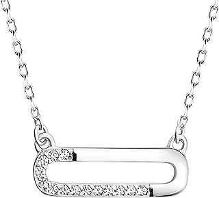 Silver women's necklace 925 - With zirconia stones - Pandentive Personal Pin - 50375, Sterling silver, Cubic zirconia.. DIAYTAR NIGERIA delivers on convenience and affordability with our reliable nationwide shipping.