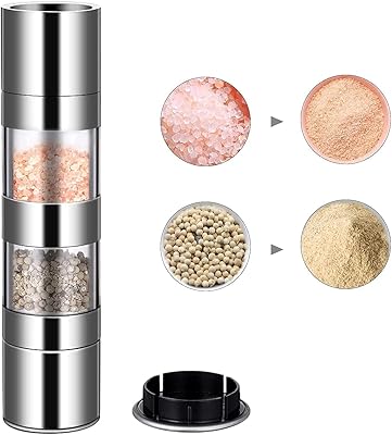 Set and pepper mill set - 2 in 1 manual salt and pepper mill in stainless steel with adjustable ceramic rotor (A).. DIAYTAR Nigeria delivers happiness in 5–8 days, no matter what you buy.