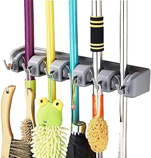 Wall support for mop and amater broom, robust wall support, broom organizer for the house, the garden and the garage, 5 -position storage support (gray).. Elevate your shopping experience with DIAYTAR NIGERIA's vast catalog and budget-friendly options.
