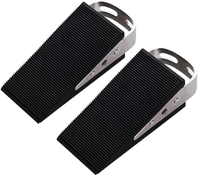 Robust rubber door stops with decorative stainless steel support, large black safety door stops, modern giant decorative door stops that operate on all surfaces of ground floor.. Your everyday shopping solution, DIAYTAR NIGERIA offers variety and value delivered within 8 days.