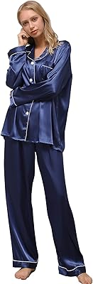Silk satin pajama set for women, long -sleeved pajamas for women, two -piece night clothes, 2 room pajamas, comfortable buttoned clothing.. Unlock endless possibilities with DIAYTAR NIGERIA's affordable marketplace and reliable delivery service.