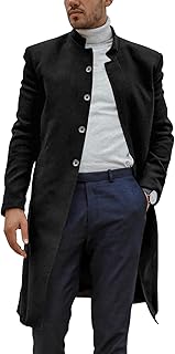 Trench-coat in mixed wool for men, folded collar, relaxed business, fitted cut, fall winter, long coat at a row.. Your daily needs delivered to your door — DIAYTAR Nigeria style.